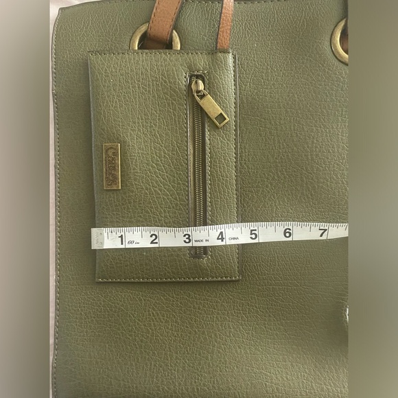 Carlos Santana Handbag Olive Green Tote Faux Leather Shoulder Bag & Wristlet